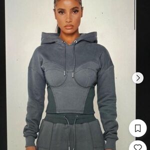Maniere De Voir Blue Corset Hoodie